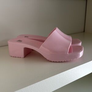 NWOT Wild Fable Macy pink jelly heel open toe sandal mules
